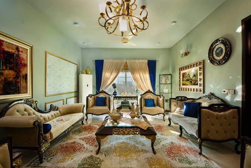 The drawing room at Aqib Residence, AFOHS Society, Karachi.
