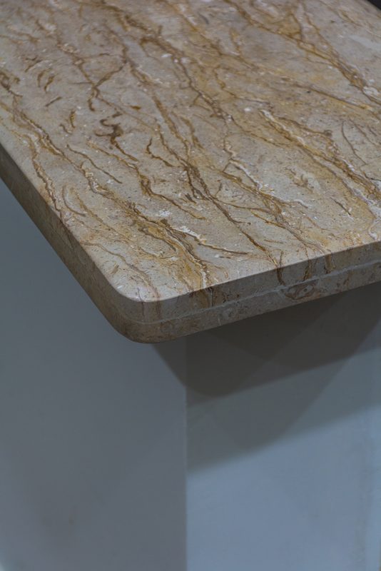 A profiled stone worktop edge at Naeem Residence.